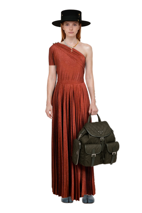 Outfit tabi ballet flats and medium quilted re-nylon backpack with saffiano leather trim