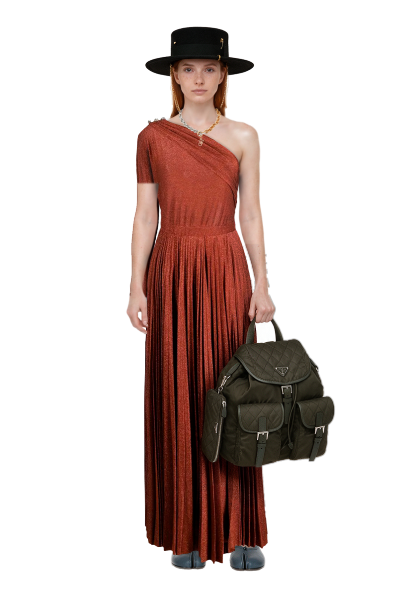 Outfit tabi ballet flats and medium quilted re-nylon backpack with saffiano leather trim