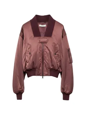 Chloé ribbed-trim zip-up bomber jacket
