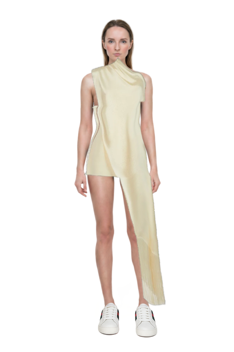 Outfit berenson draped fringe dress and 23 sneakers