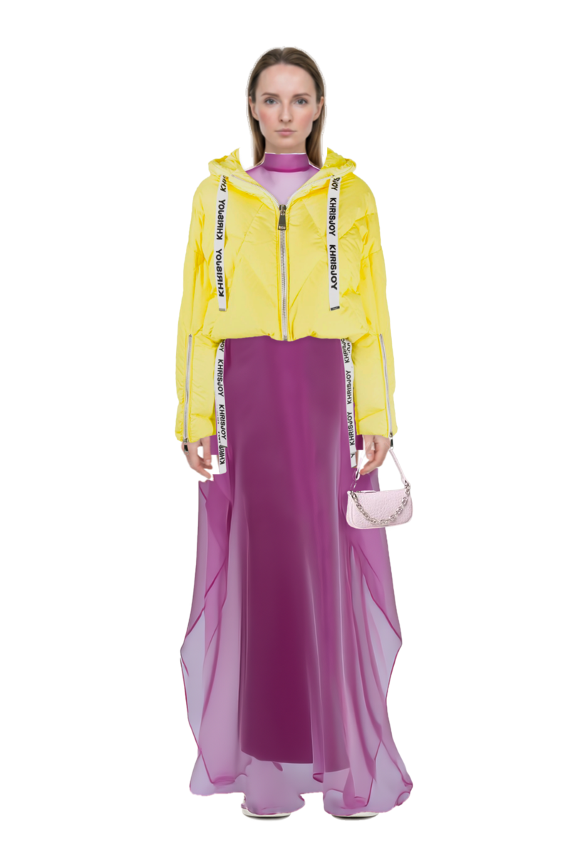 Outfit sphinx high-neck kaftan dress and 23 windbreaker