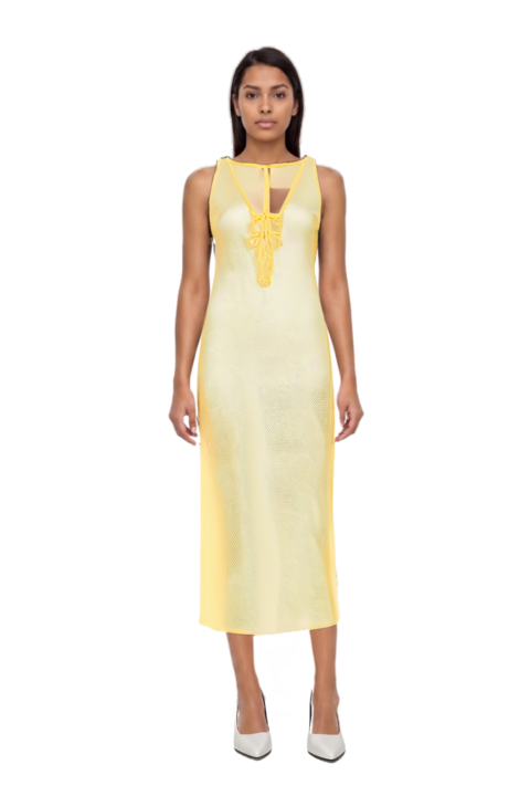 Outfit fame leather pumps and signature crochet beach dress