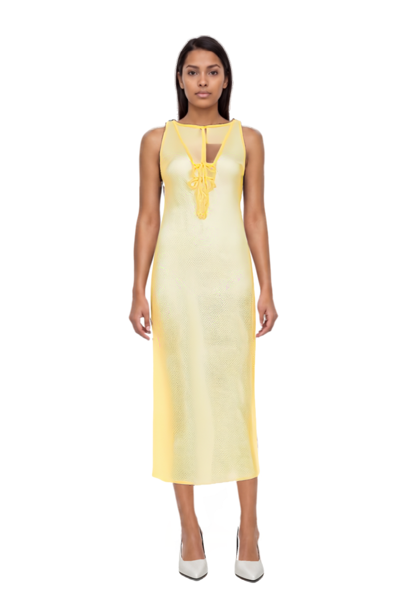 Outfit fame leather pumps and signature crochet beach dress