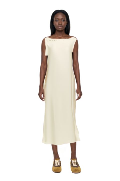 Outfit mila button-detail kaftan and suede sneakers