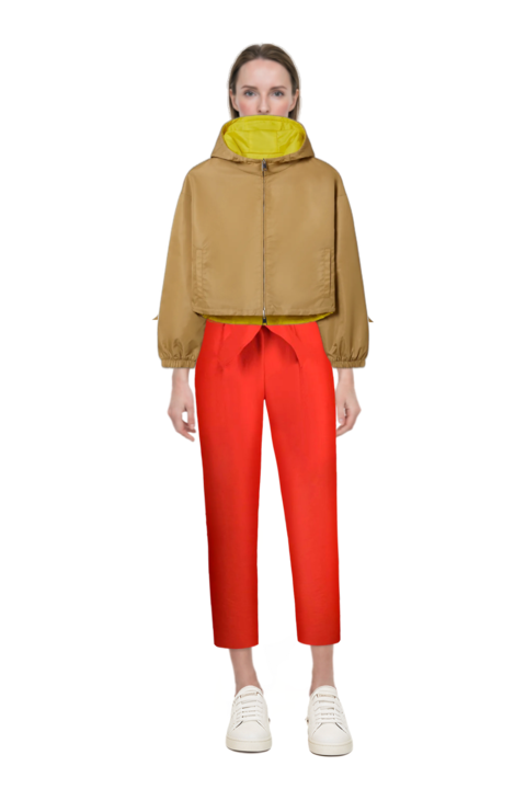 Outfit reversible cropped nylon jacket and pinko jumpsuit