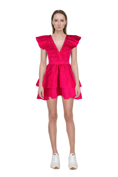 Outfit plume mesh fabric sneakers and pinko sundress