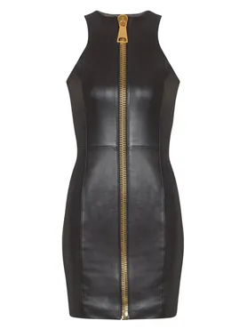 Balmain short-sleeveless lambskin dress