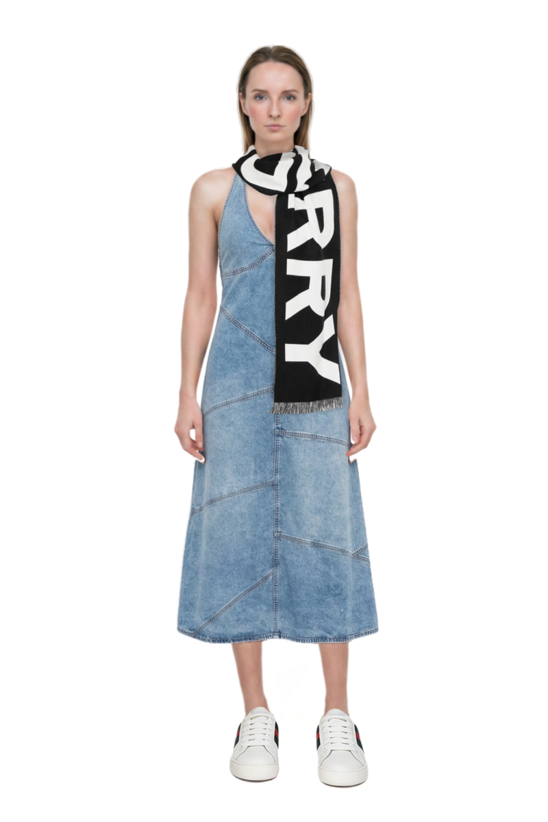Outfit delphi pieced halter midi dress and 23 scarf