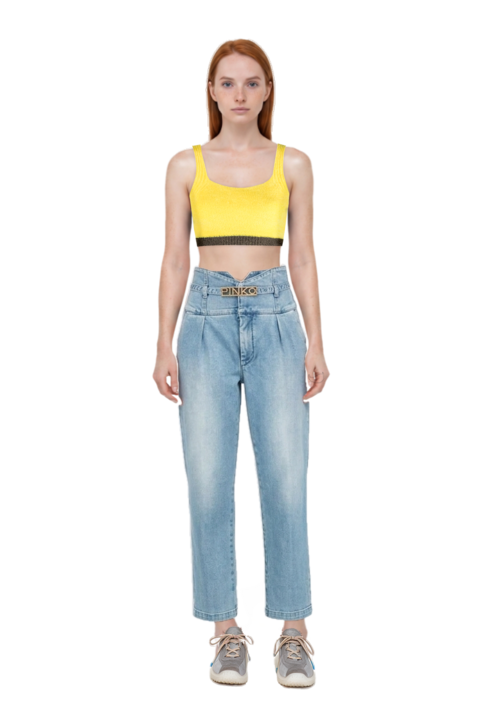 Outfit bubble technical fabric and suede sneakers and pinko top