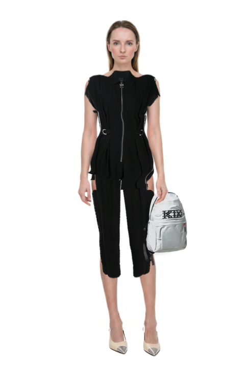 Outfit cassandre-plaque pumps and pinko jumpsuit