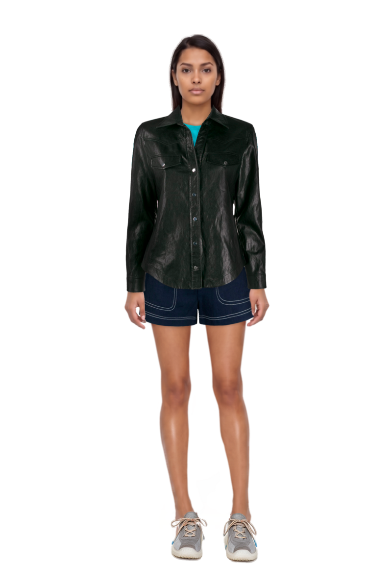 Outfit bubble technical fabric and suede sneakers and pinko shorts