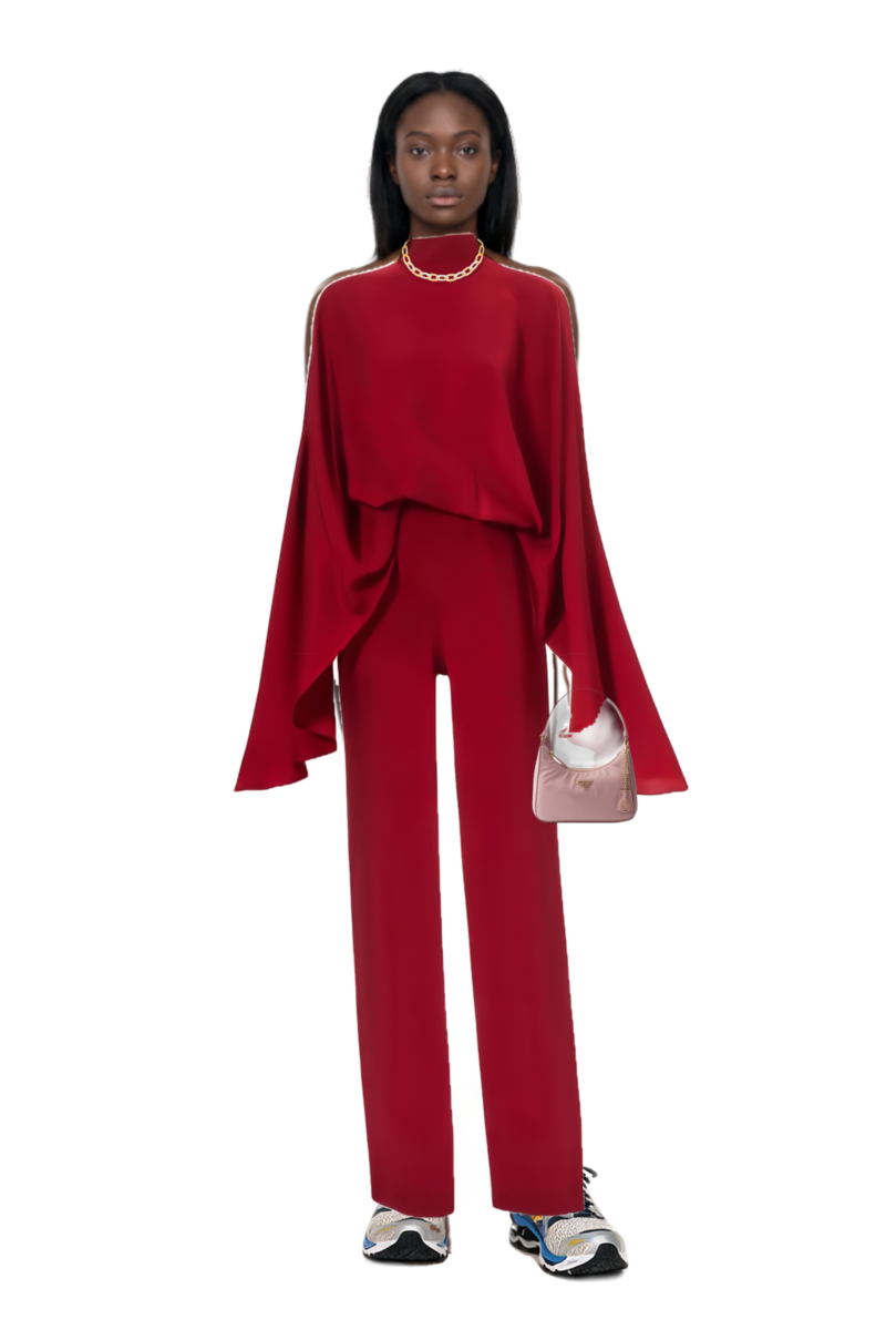 Outfit eolia cape jumpsuit and wave prophecy 1 sneakers