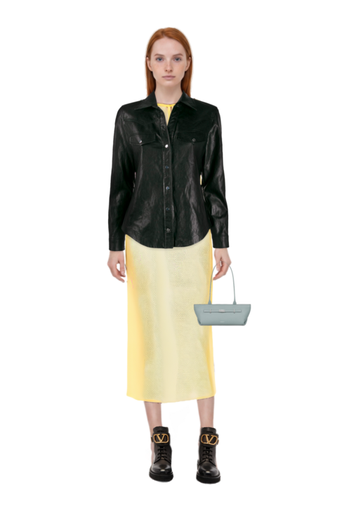 Outfit new york grained leather shoulder bag and signature crochet beach dress