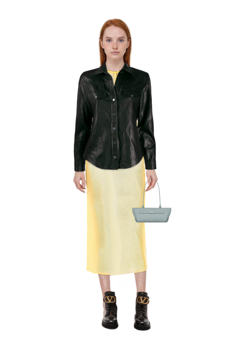 Outfit new york grained leather shoulder bag and signature crochet beach dress