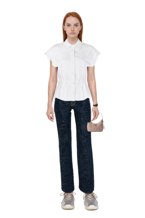 Outfit re-edition 2005 nubuck and saffiano leather mini-bag and dane wide-leg jeans