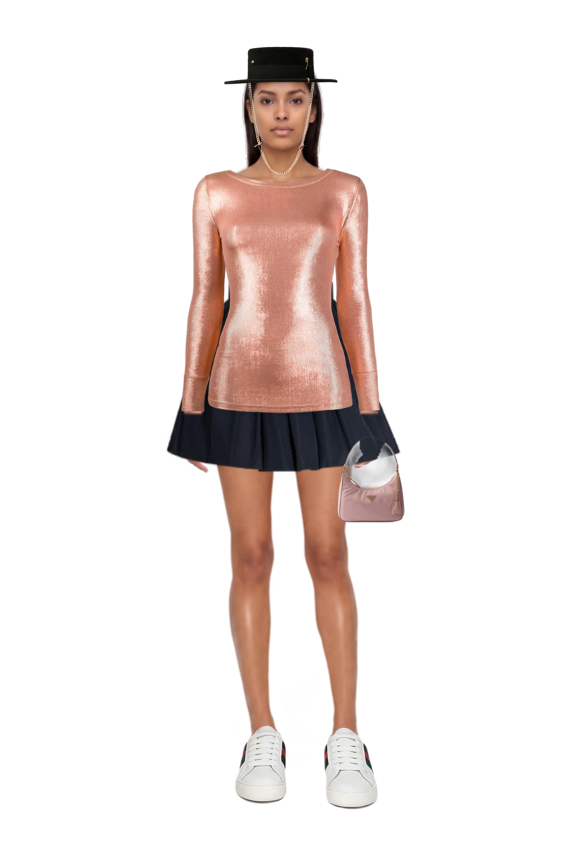 Outfit bloomer mini skirt and mini re-edition 2005 re-nylon and saffiano bag