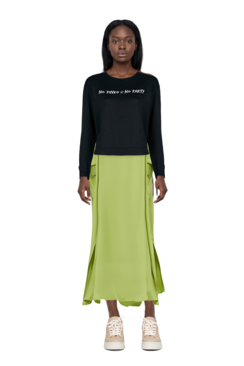 Outfit one-shoulder button-detail kaftan and pinko sweatshirt