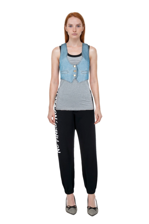 Outfit printed cotton-jersey tank top and scarlett 50 pumps