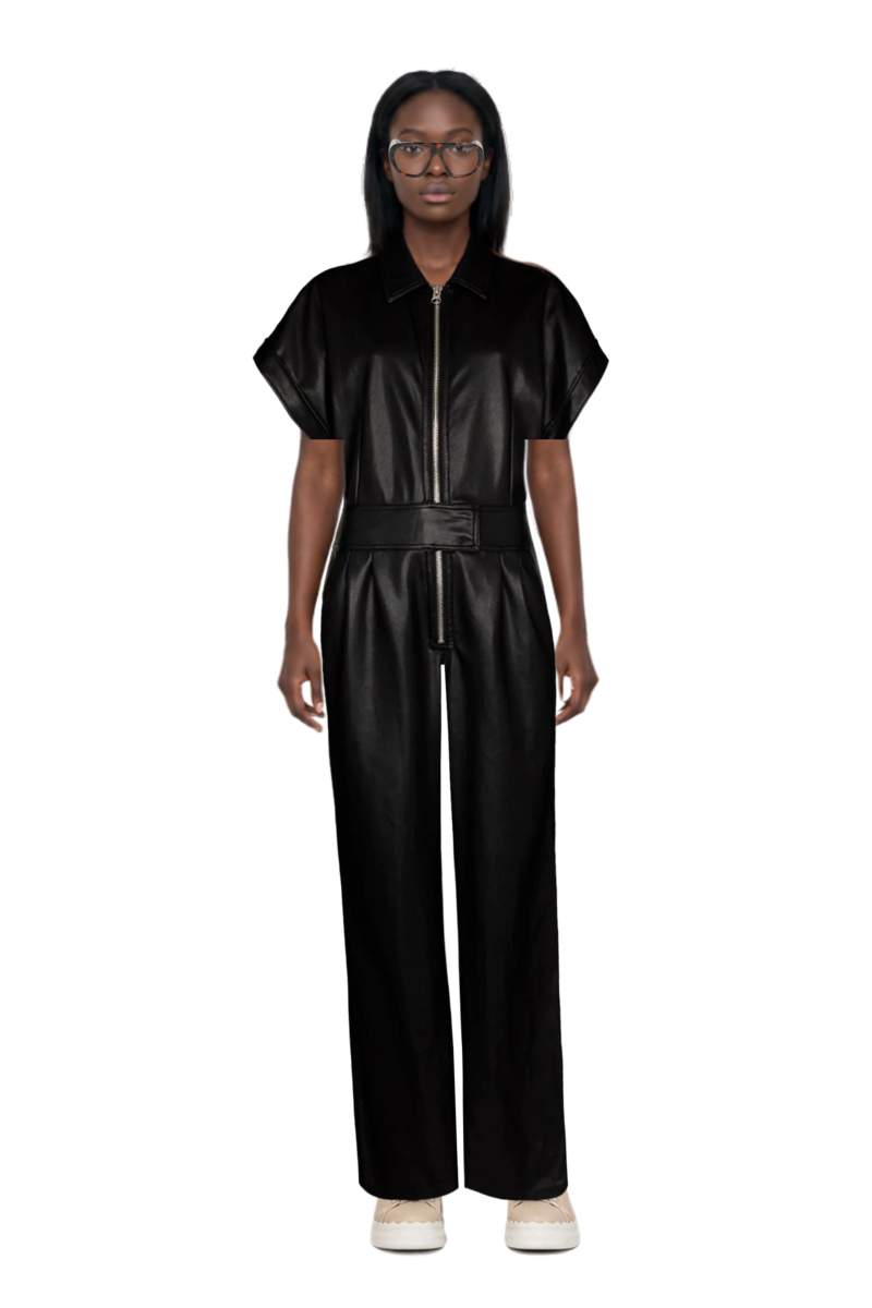 Outfit acetate geometric sunglasses and 23 jumpsuit