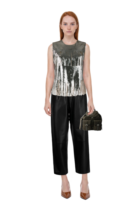 Outfit 80mm vrushali pumps and medium quilted re-nylon backpack with saffiano leather trim