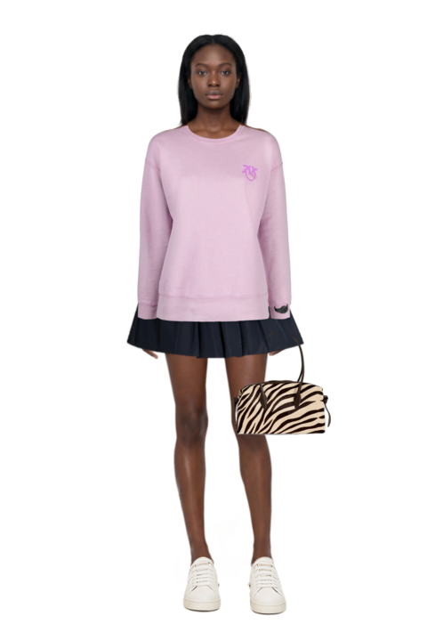 Outfit bloomer mini skirt and brioche duffle zebra-print shoulder bag
