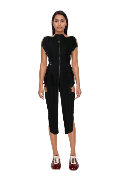 Outfit leren leather ballerina sneakers and pinko jumpsuit