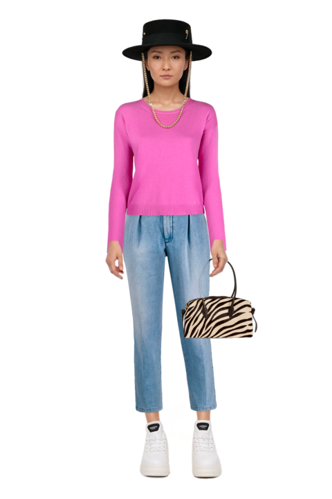 Outfit pinko sweater and brioche duffle zebra-print shoulder bag