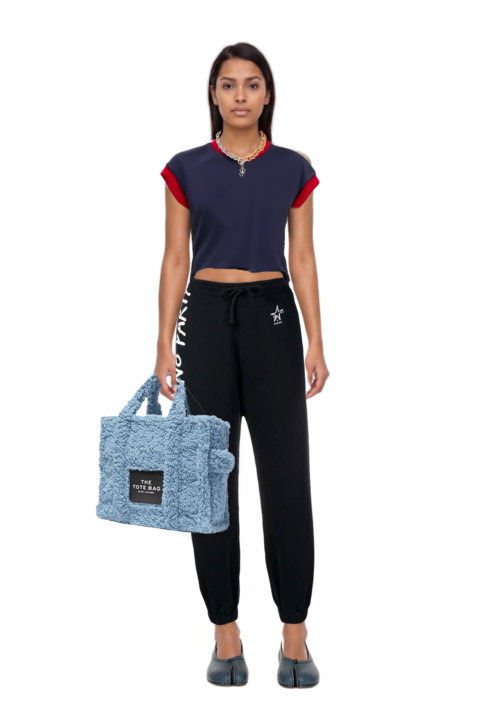 Outfit stretch cotton-jersey t-shirt and tabi ballet flats