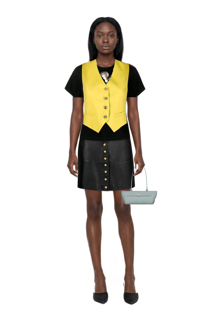 Outfit le cœur pointed-toe mules and new york grained leather shoulder bag