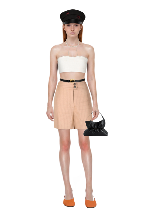 Outfit pinko trouser belt and sphynx medium bag in smooth leather