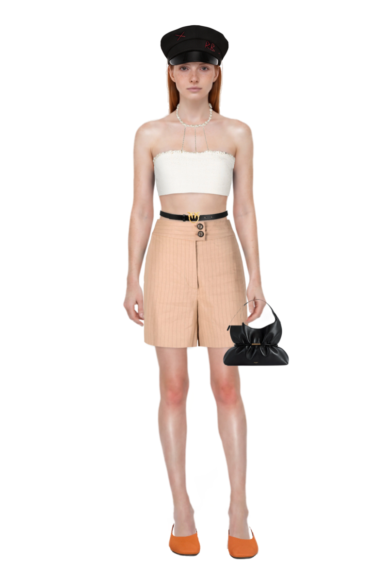Outfit pinko trouser belt and sphynx medium bag in smooth leather