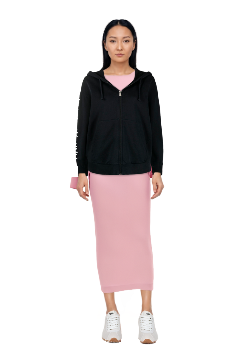 Outfit eolia cape-sleeve maxi dress and plume mesh fabric sneakers