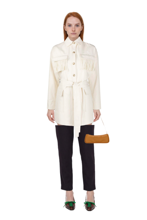 Outfit looong m shoulder bag and lace-up pointed-toe pumps