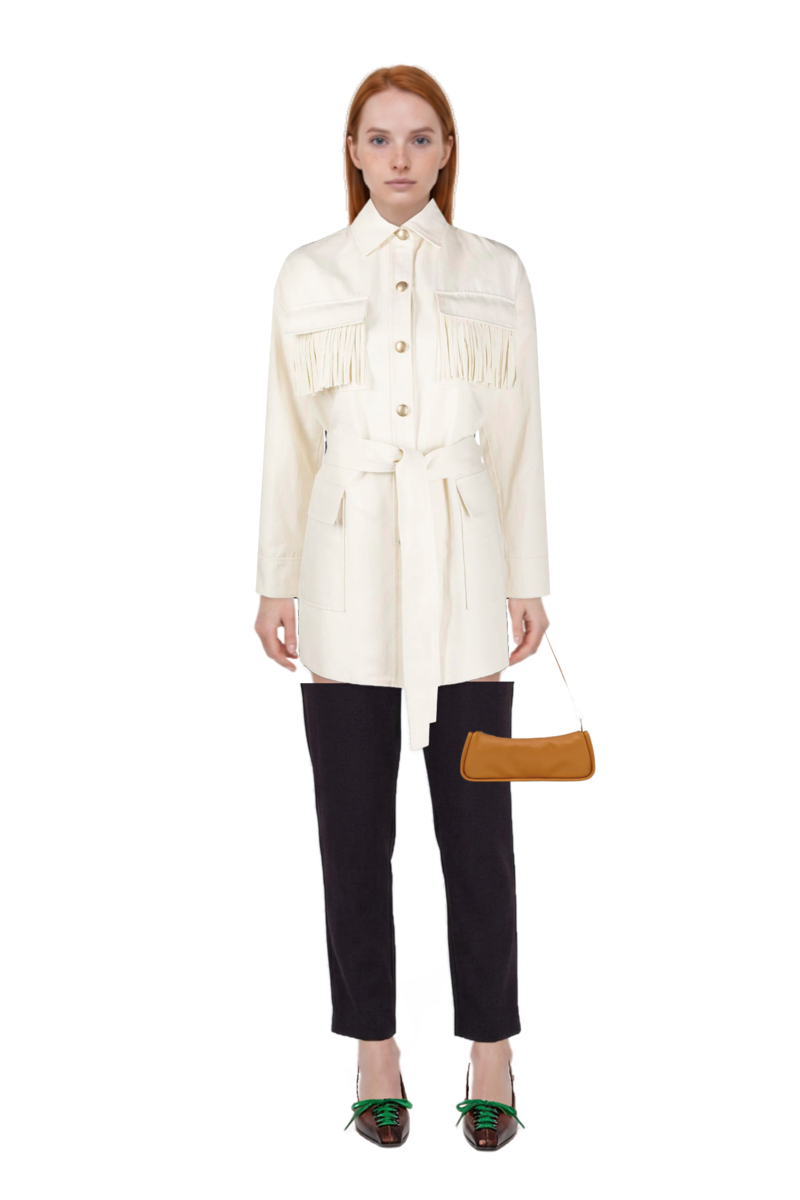 Outfit looong m shoulder bag and lace-up pointed-toe pumps