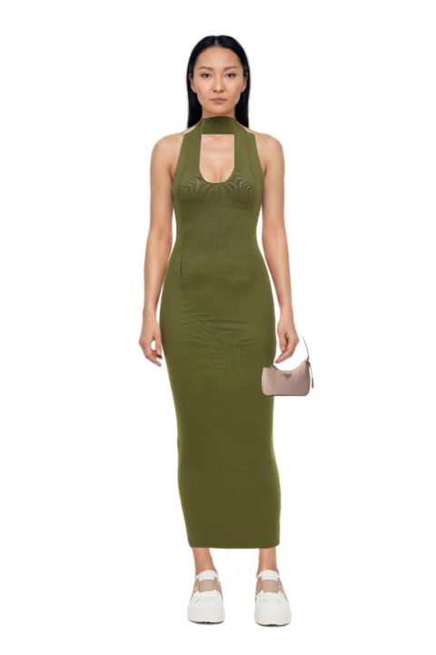 Outfit mahi dress and re-edition 2005 nubuck and saffiano leather mini-bag