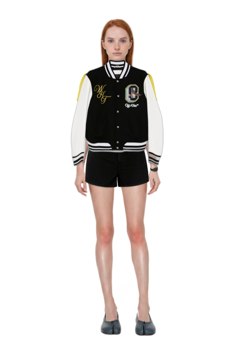 Outfit crystal-embellished bomber jacket and tabi ballet flats
