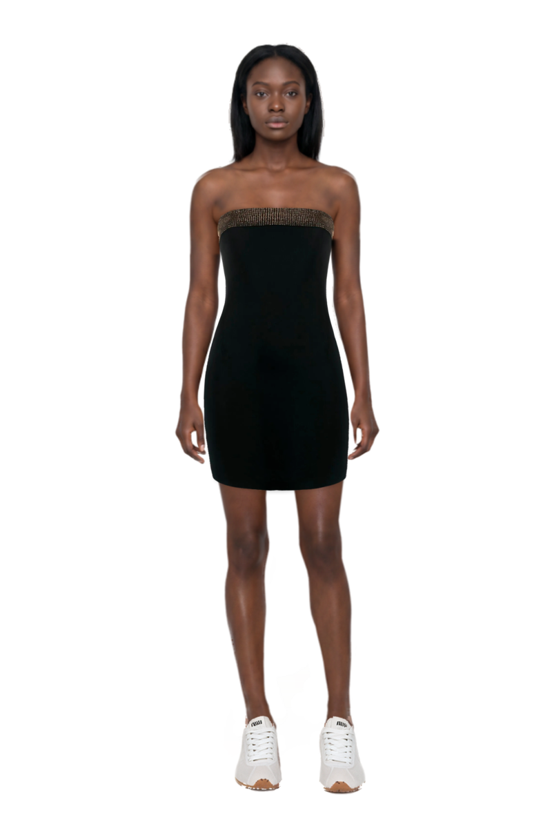 Outfit plume mesh fabric sneakers and pinko dress