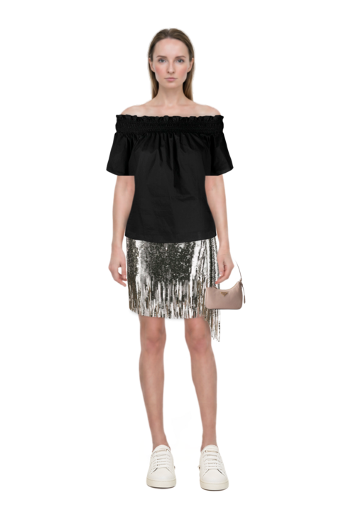 Outfit re-edition 2005 nubuck and saffiano leather mini-bag and pinko skirt