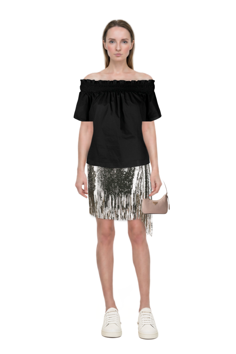 Outfit re-edition 2005 nubuck and saffiano leather mini-bag and pinko skirt