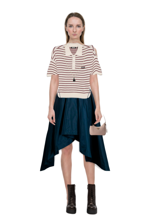 Outfit re-edition 2005 nubuck and saffiano leather mini-bag and drop-pendant necklace