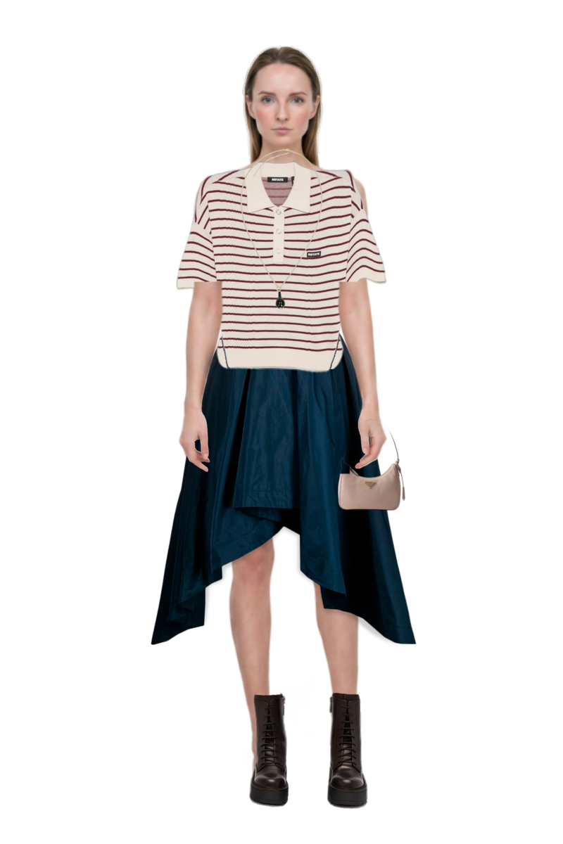 Outfit re-edition 2005 nubuck and saffiano leather mini-bag and drop-pendant necklace