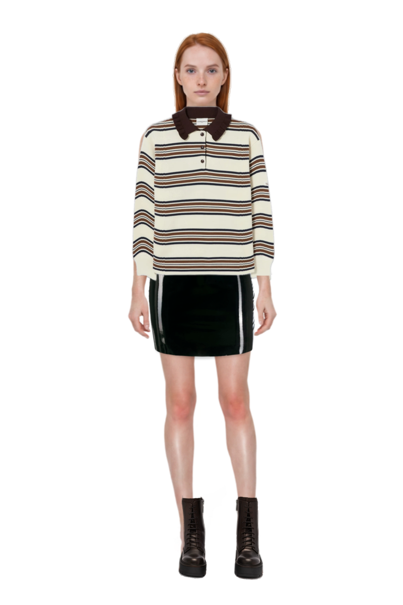 Outfit striped polo jumper and 23 skirt