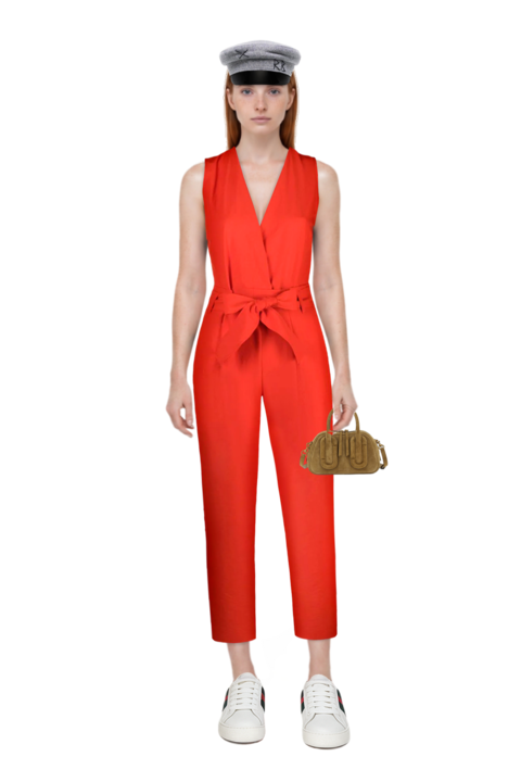 Outfit babe top-handle in suede and pinko jumpsuit