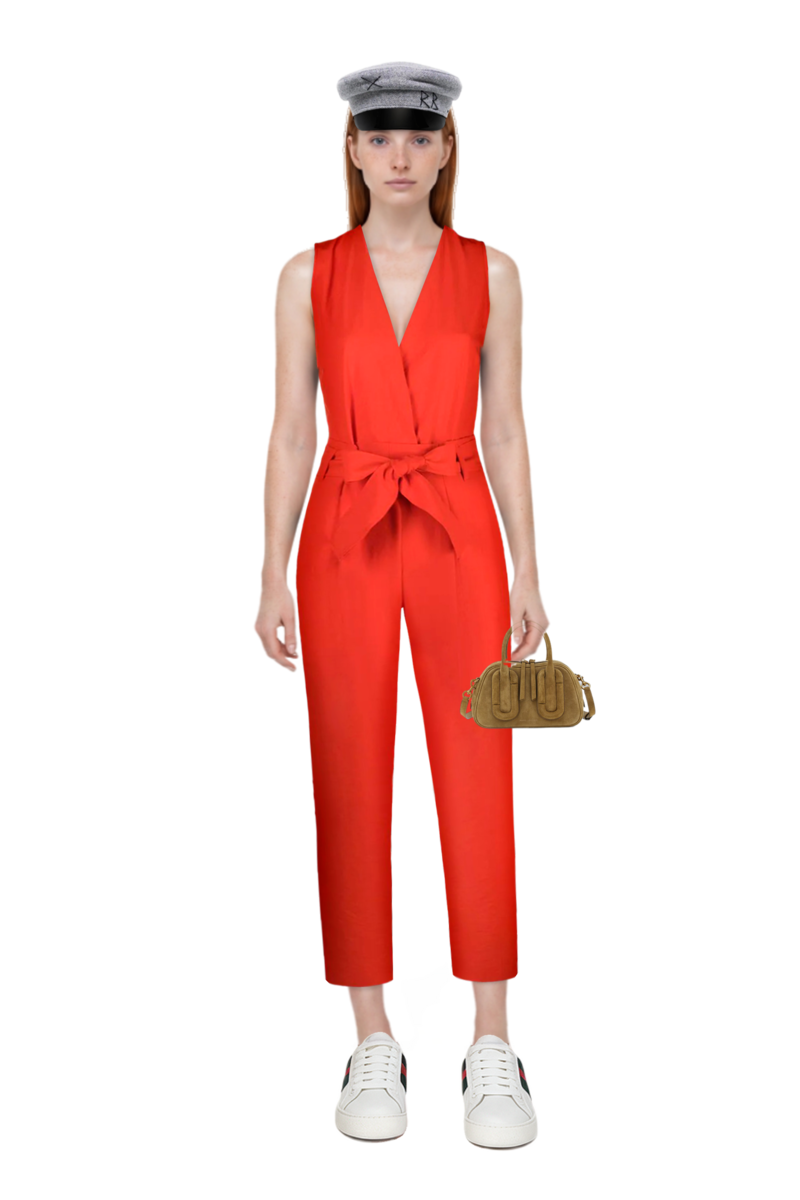 Outfit babe top-handle in suede and pinko jumpsuit
