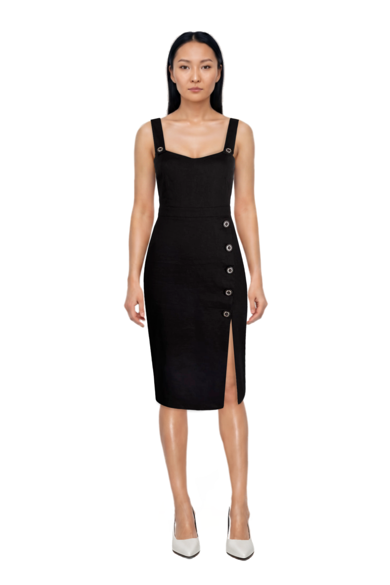 Outfit fame leather pumps and pinko dress