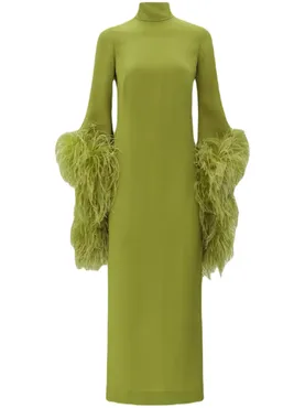 Taller Marmo Del Rio feather-trim midi dress