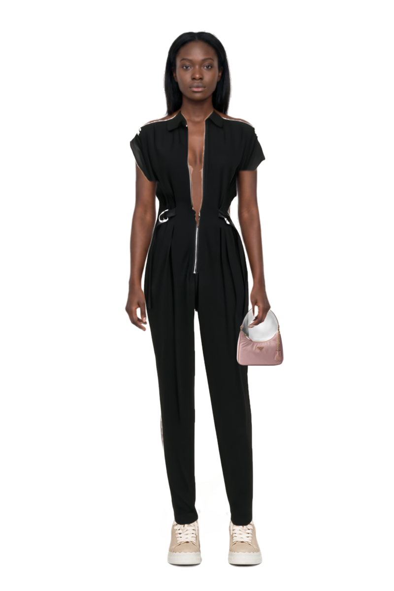 Outfit mini re-edition 2005 re-nylon and saffiano bag and pinko jumpsuit