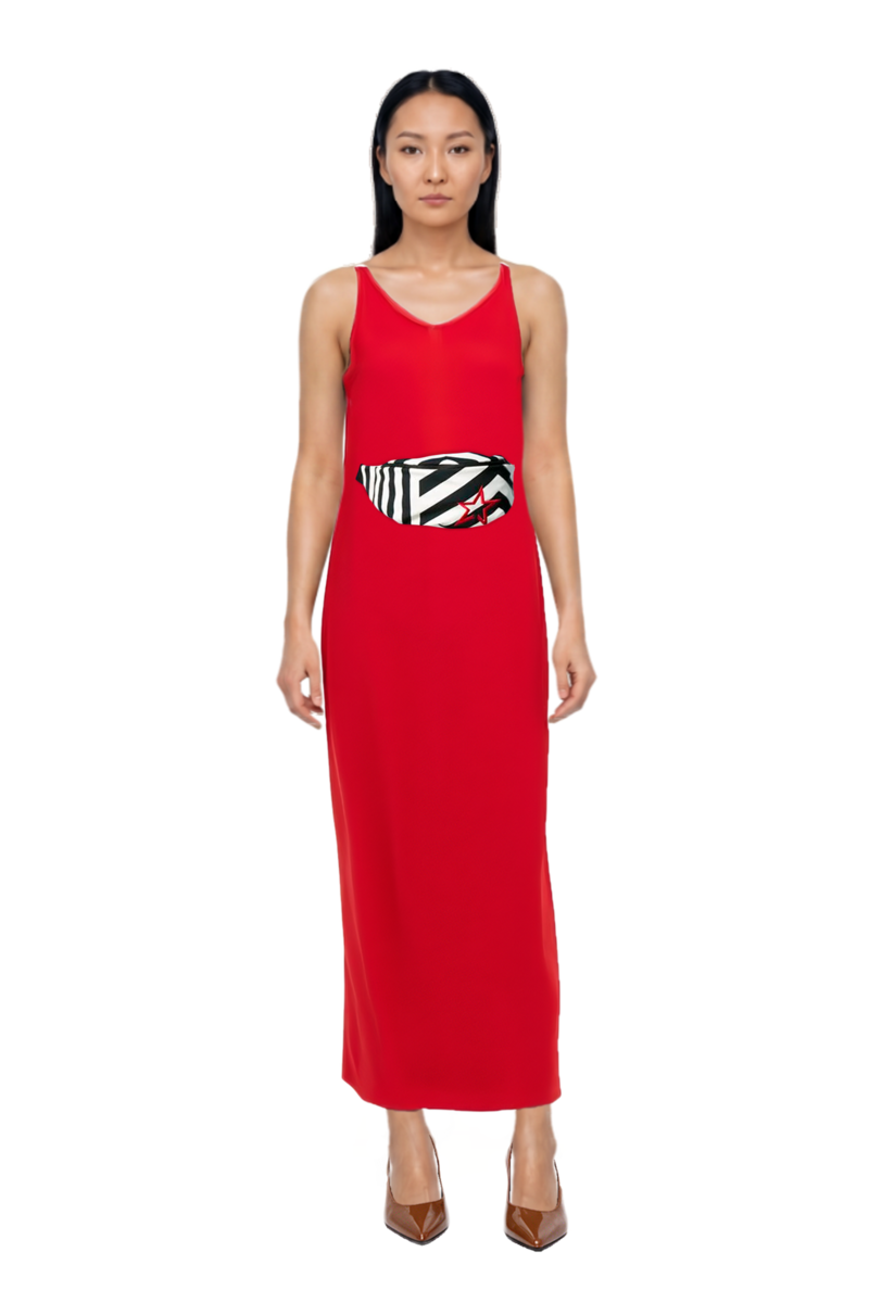Outfit asymmetric sleeveless dress and 80mm vrushali pumps