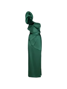 Catalina Venezia ruffled one-shoulder maxi dress
