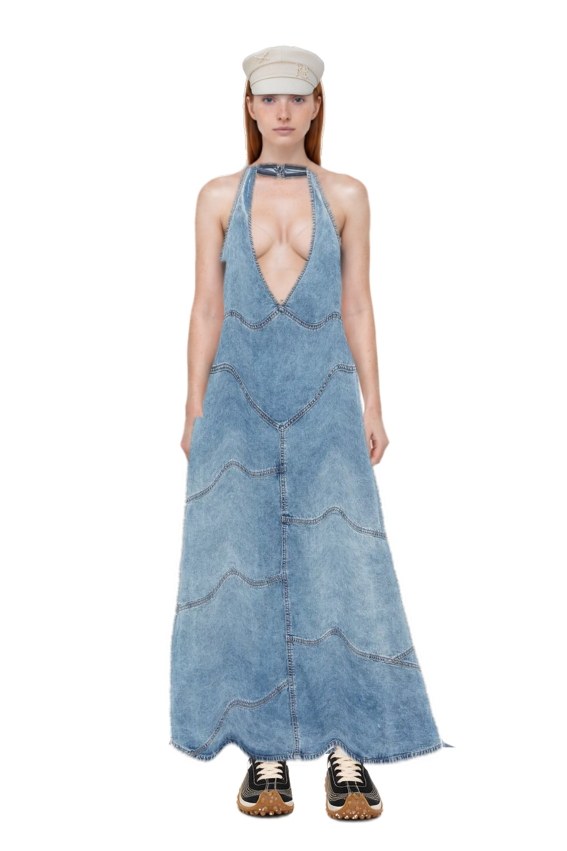 Outfit delphi pieced halter midi dress and mesh mirage sneakers